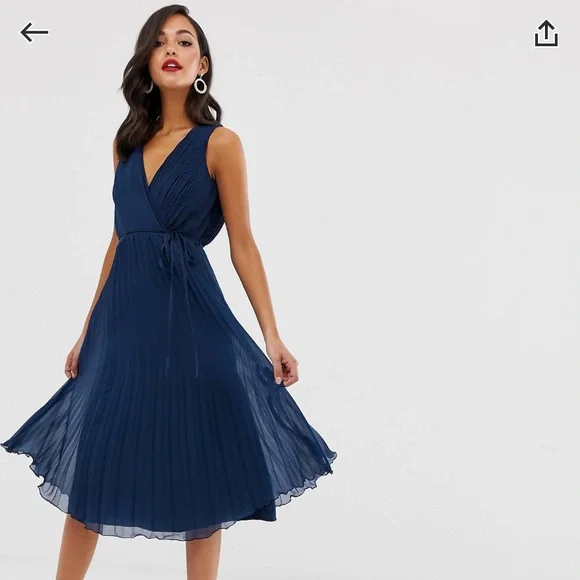 white knee length strapless dress Horizon Strapless Collared Midi Dress main image 0